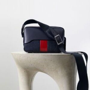 Tibi Miriam Schaefer Bebe Crossbody Camera Bag with Red Stripe
